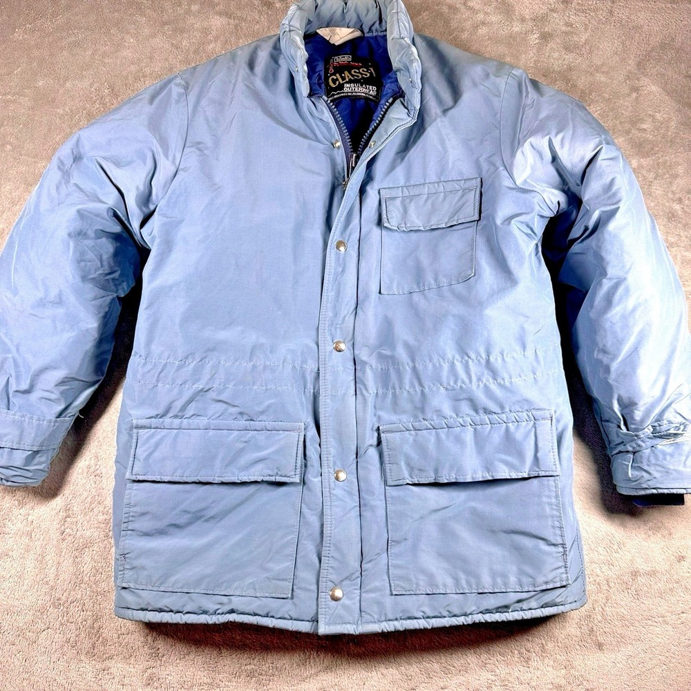 Walls Blizzard-Pruf Insulated Parka Jacket Mens L Blue Vintage Workwear Heavy